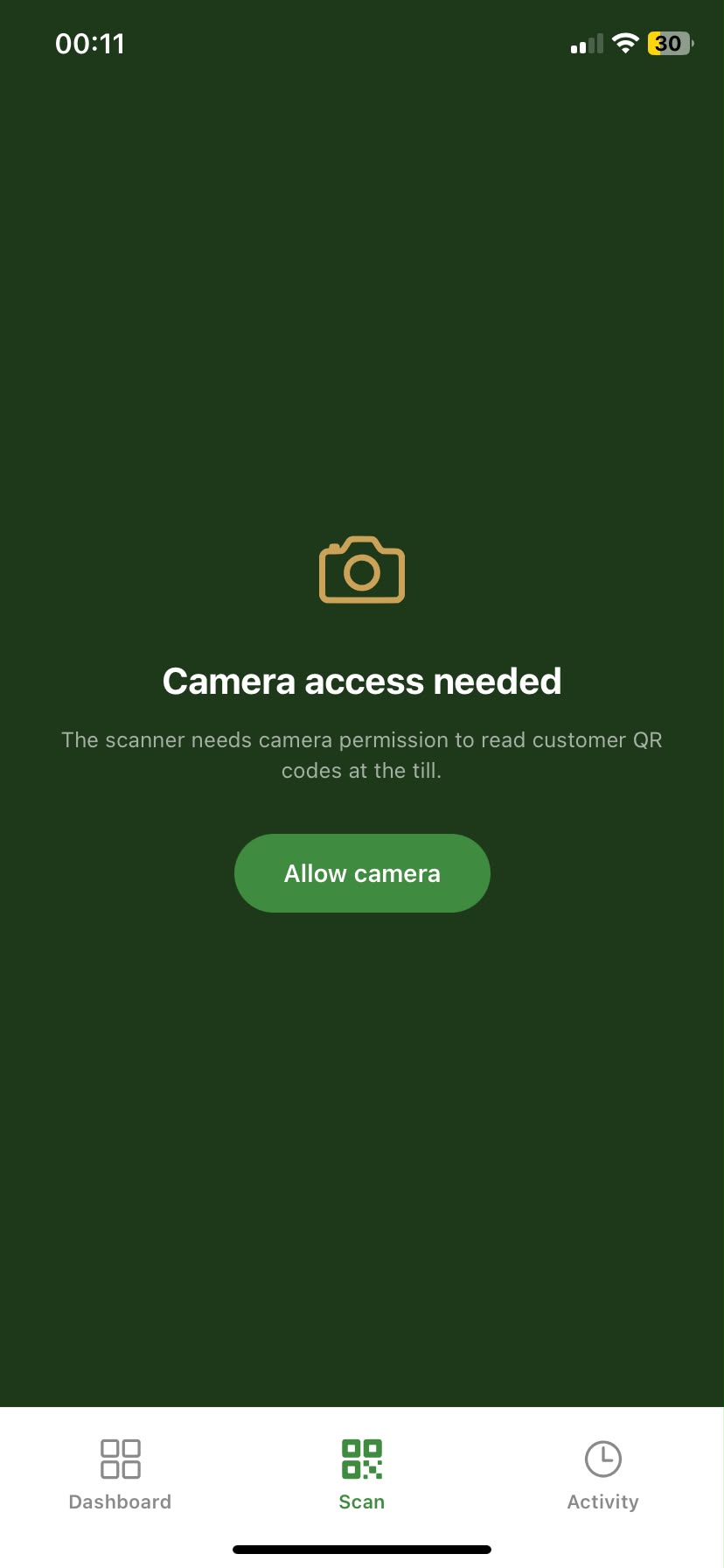 PLNTD staff scanner screen