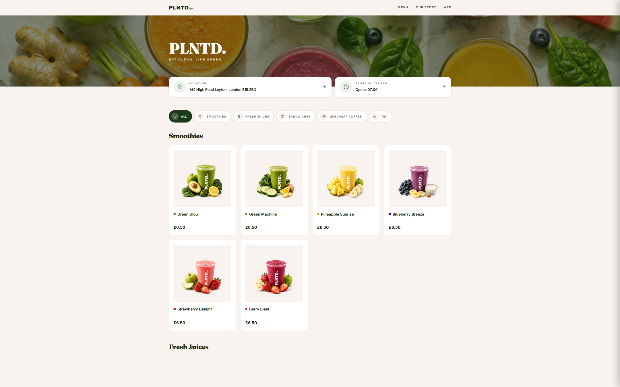 plntdco.com menu page
